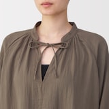 婦人　ふんわりしぼガーゼ　ロングワンピース