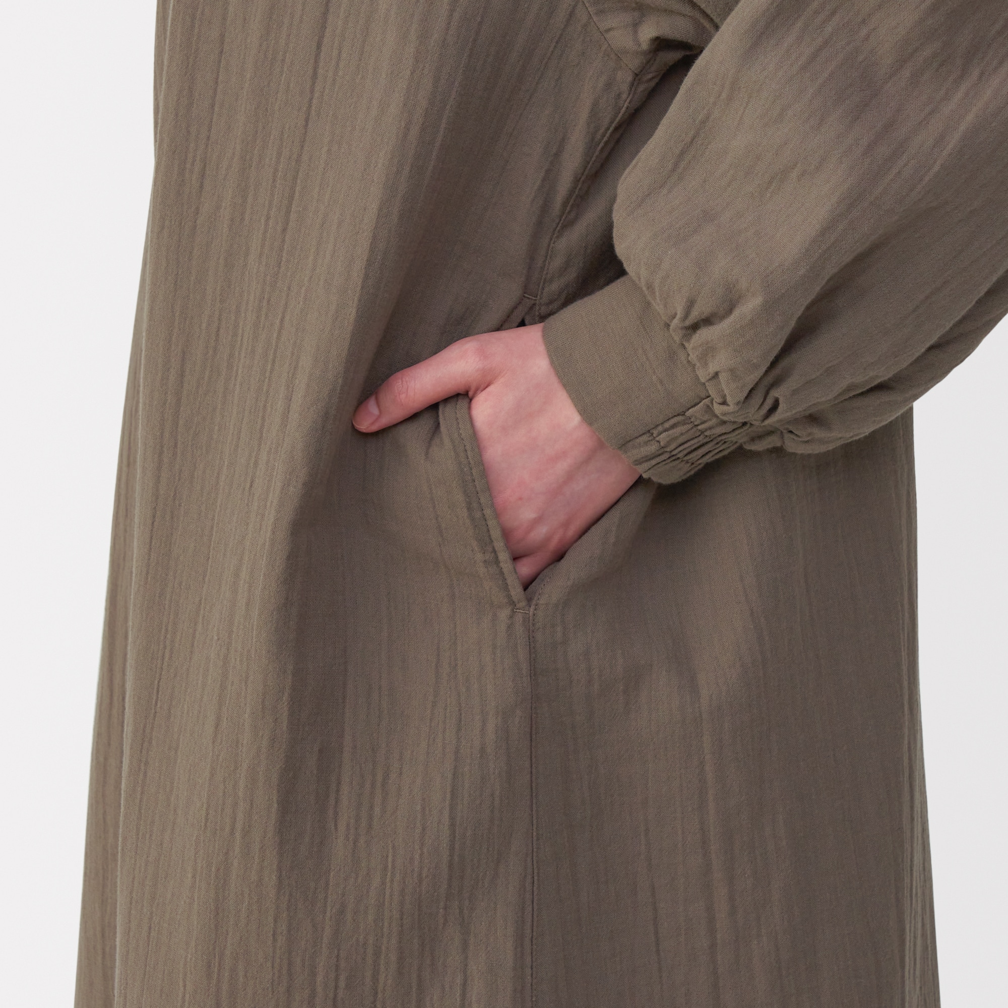 婦人　ふんわりしぼガーゼ　ロングワンピース