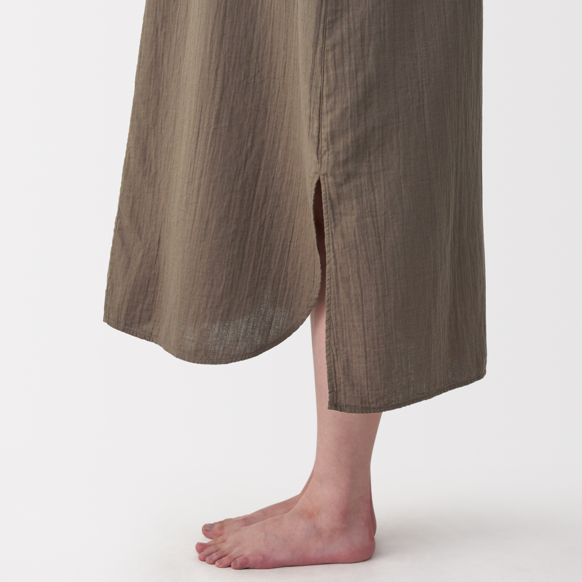 婦人　ふんわりしぼガーゼ　ロングワンピース