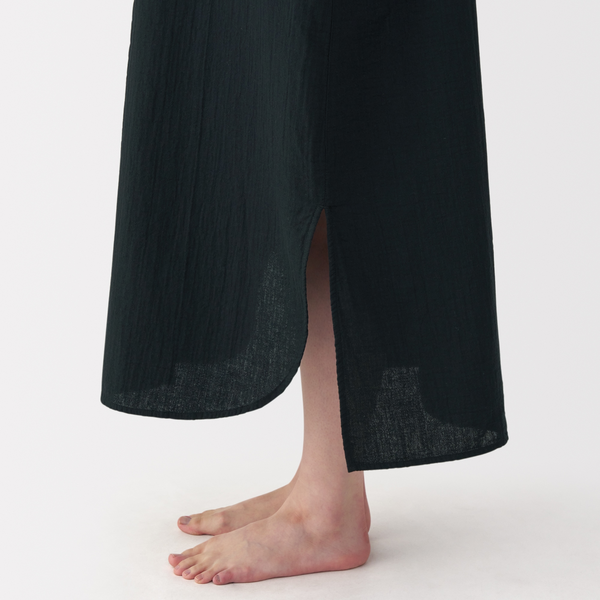 婦人　ふんわりしぼガーゼ　ロングワンピース