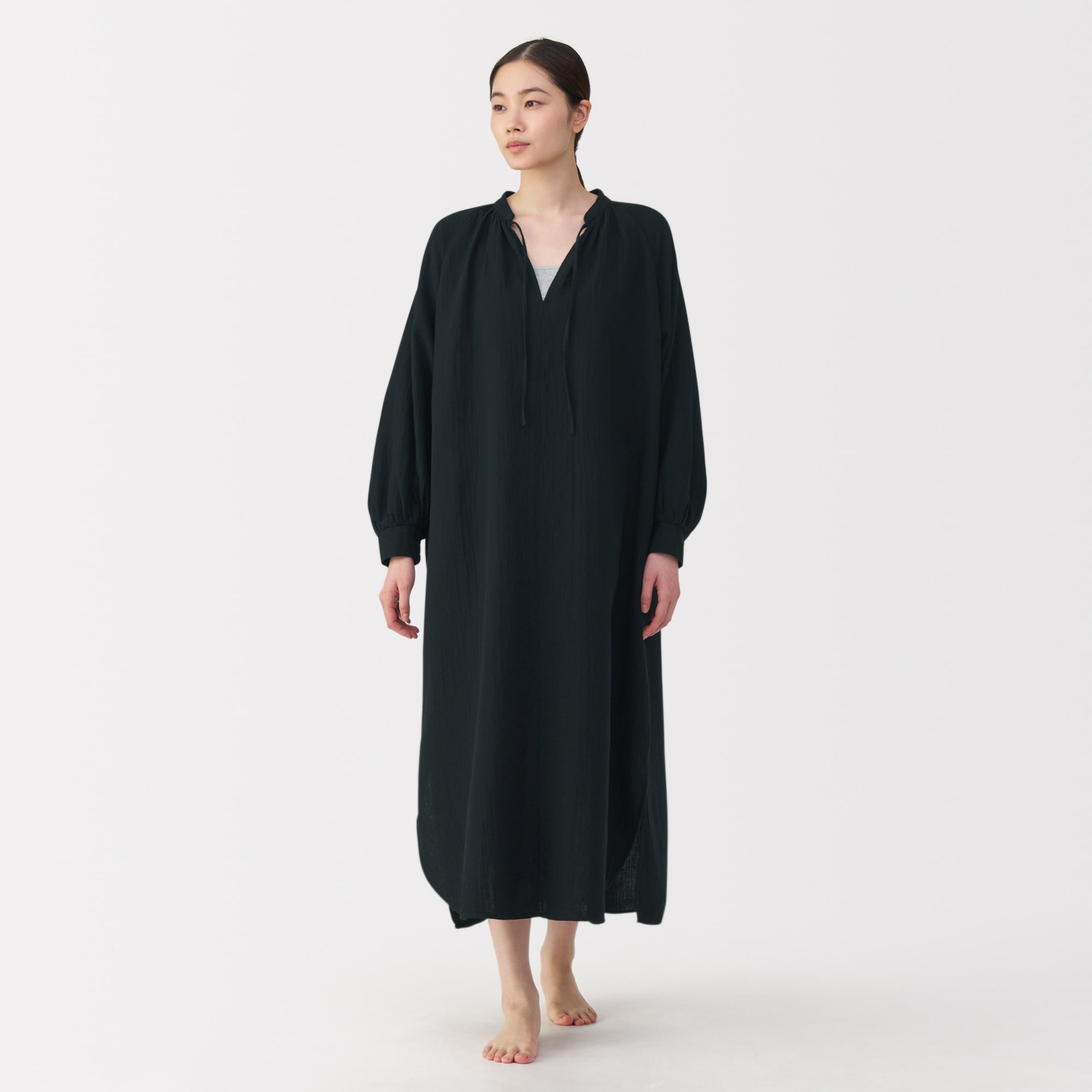 婦人 ふんわりしぼガーゼ ロングワンピース | 無印良品