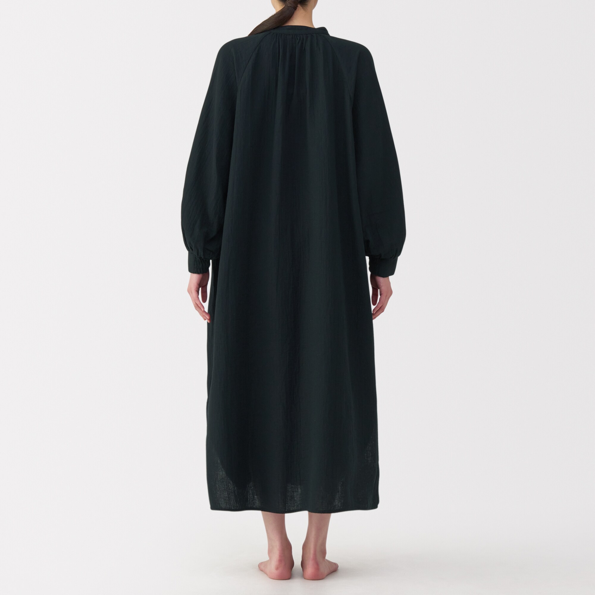 婦人　ふんわりしぼガーゼ　ロングワンピース