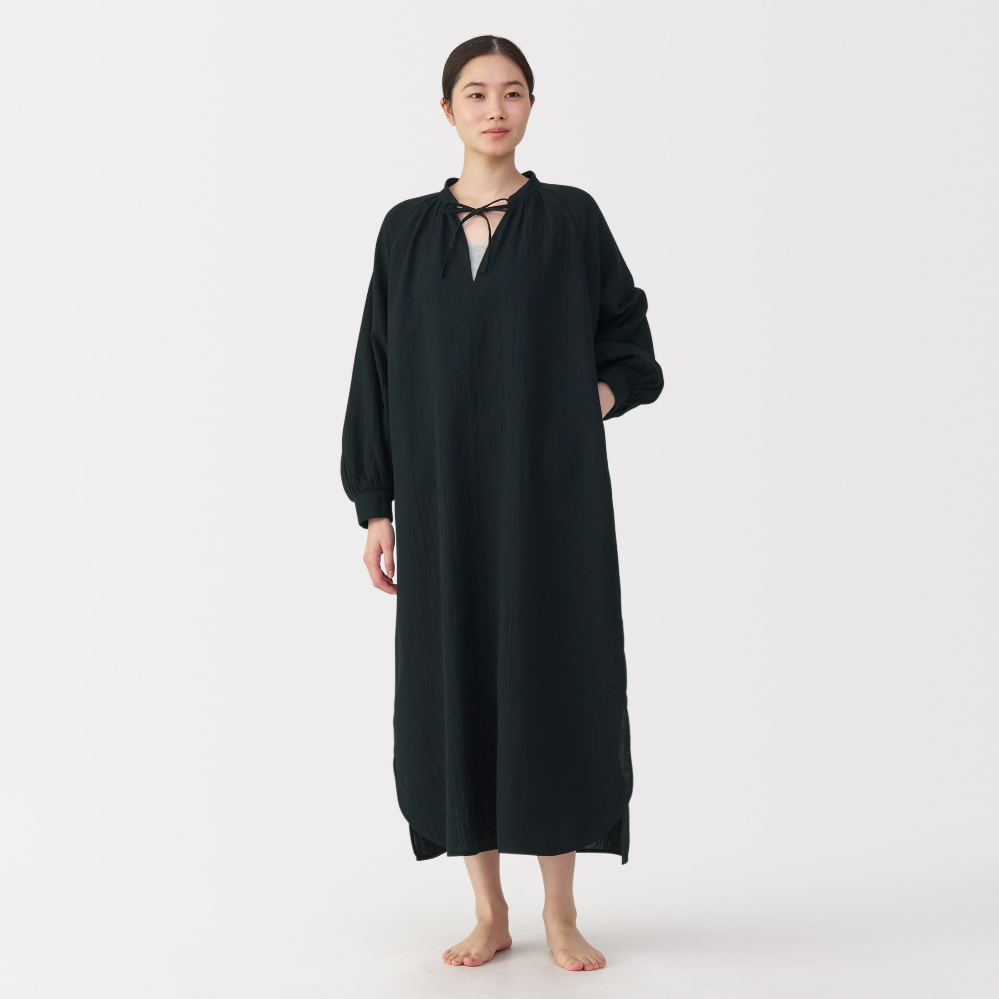 婦人 ふんわりしぼガーゼ ロングワンピース | 無印良品