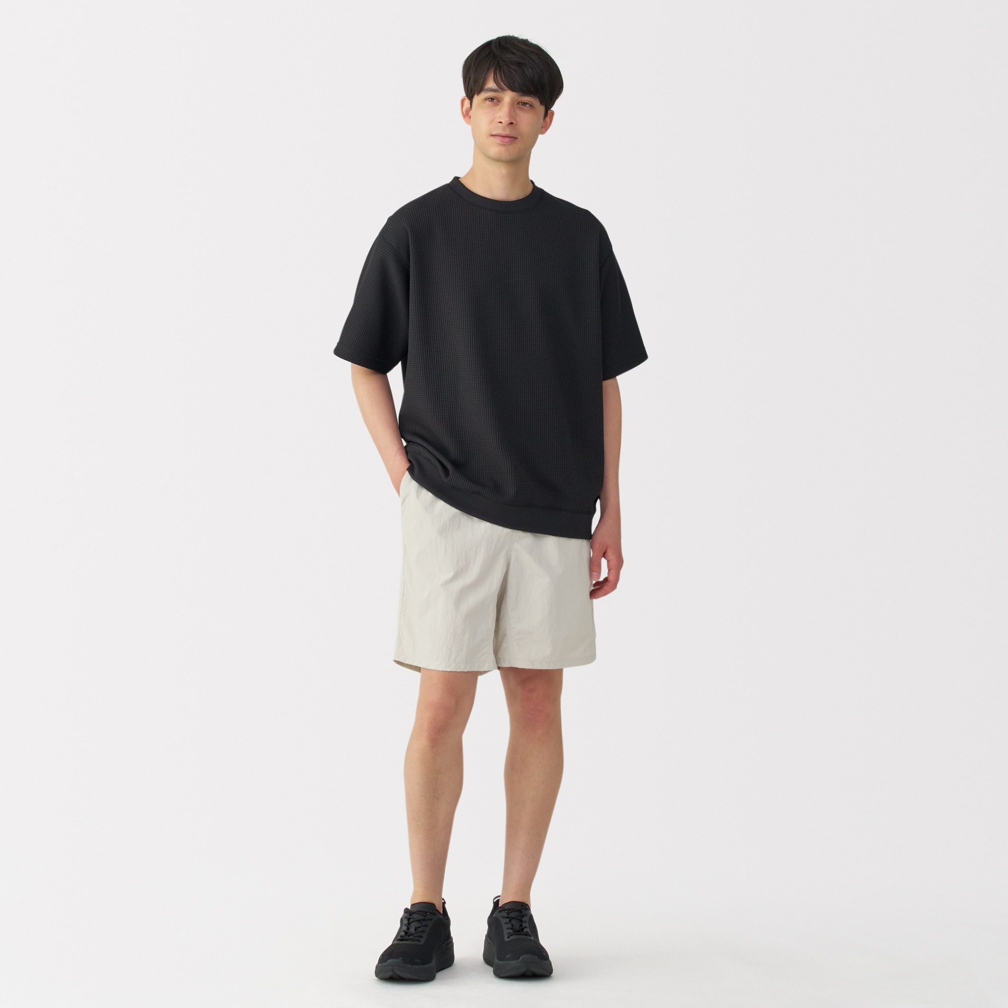 紳士　撥水ナイロンポケッタブルショートパンツ