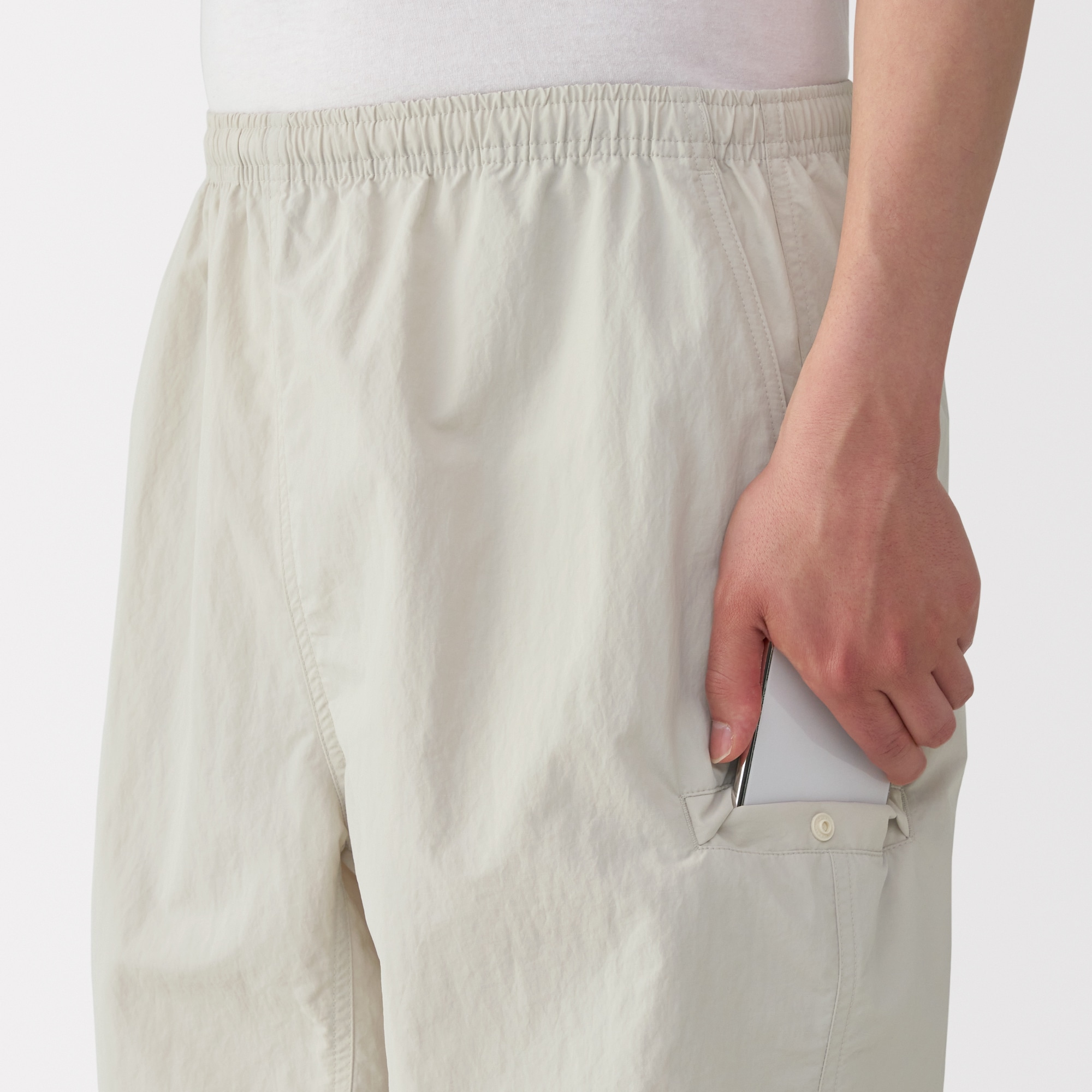 紳士　撥水ナイロンポケッタブルショートパンツ