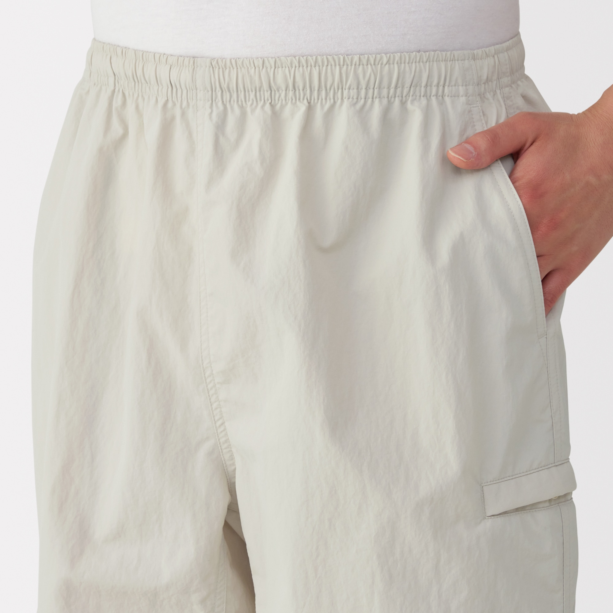 紳士　撥水ナイロンポケッタブルショートパンツ