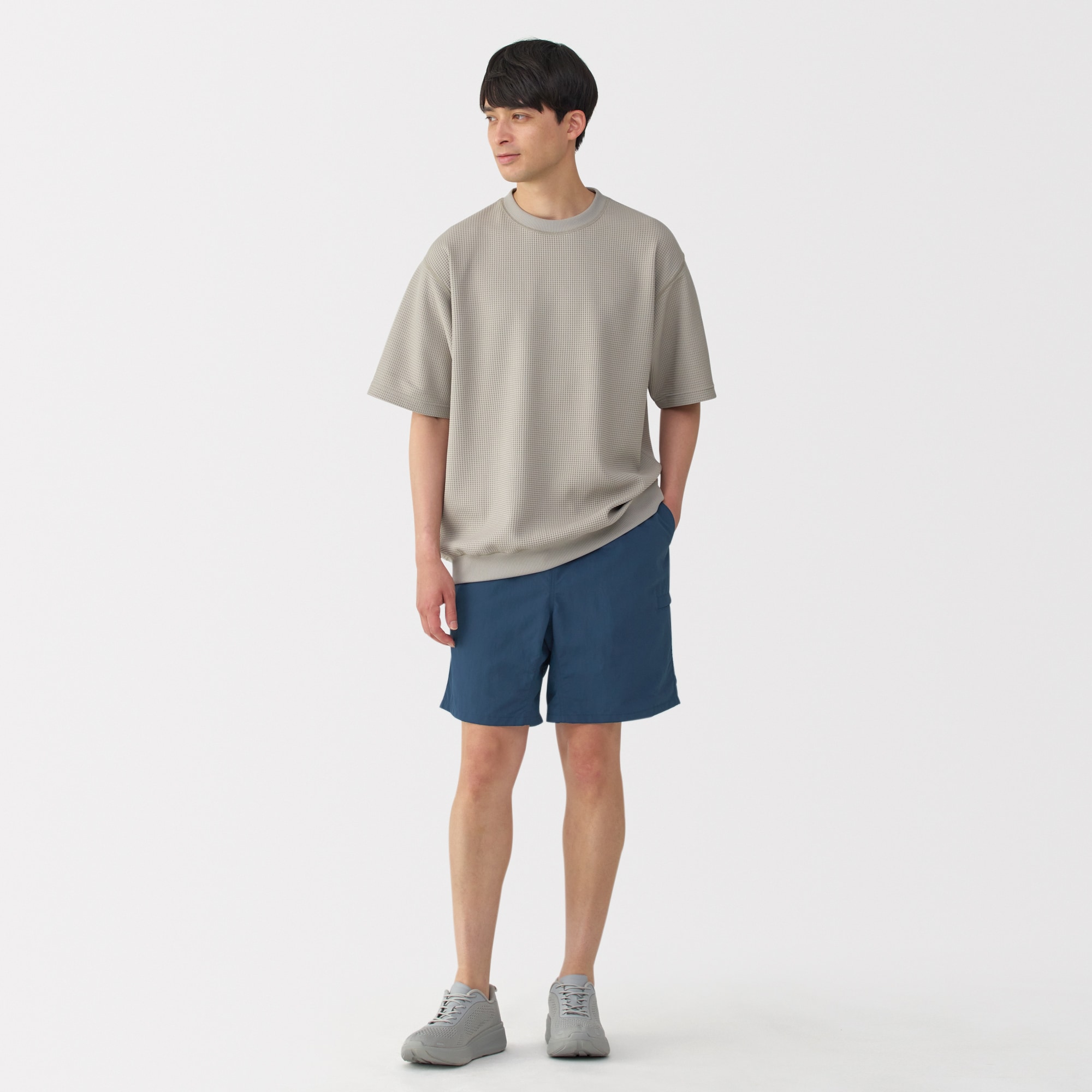 紳士　撥水ナイロンポケッタブルショートパンツ