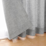 ポリエステルバスケット織　プリーツカーテン・２枚組