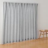 ポリエステルバスケット織　プリーツカーテン・２枚組