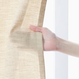 ポリエステルバスケット織　プリーツカーテン・２枚組