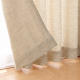 ポリエステルバスケット織　プリーツカーテン・２枚組