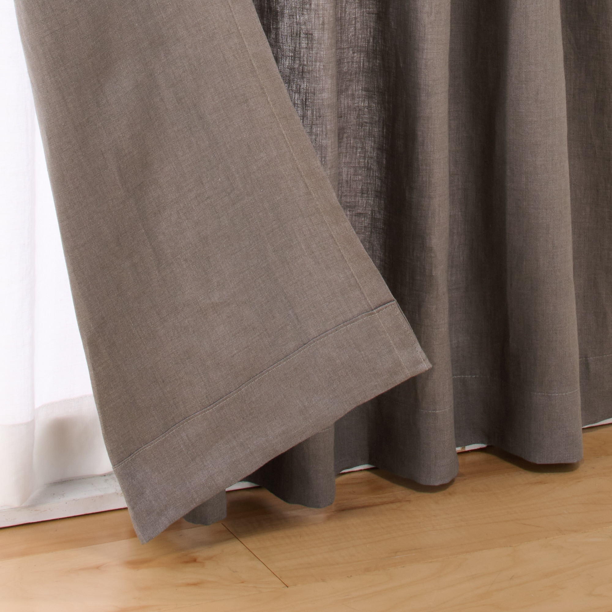 麻平織　プリーツカーテン・２枚組