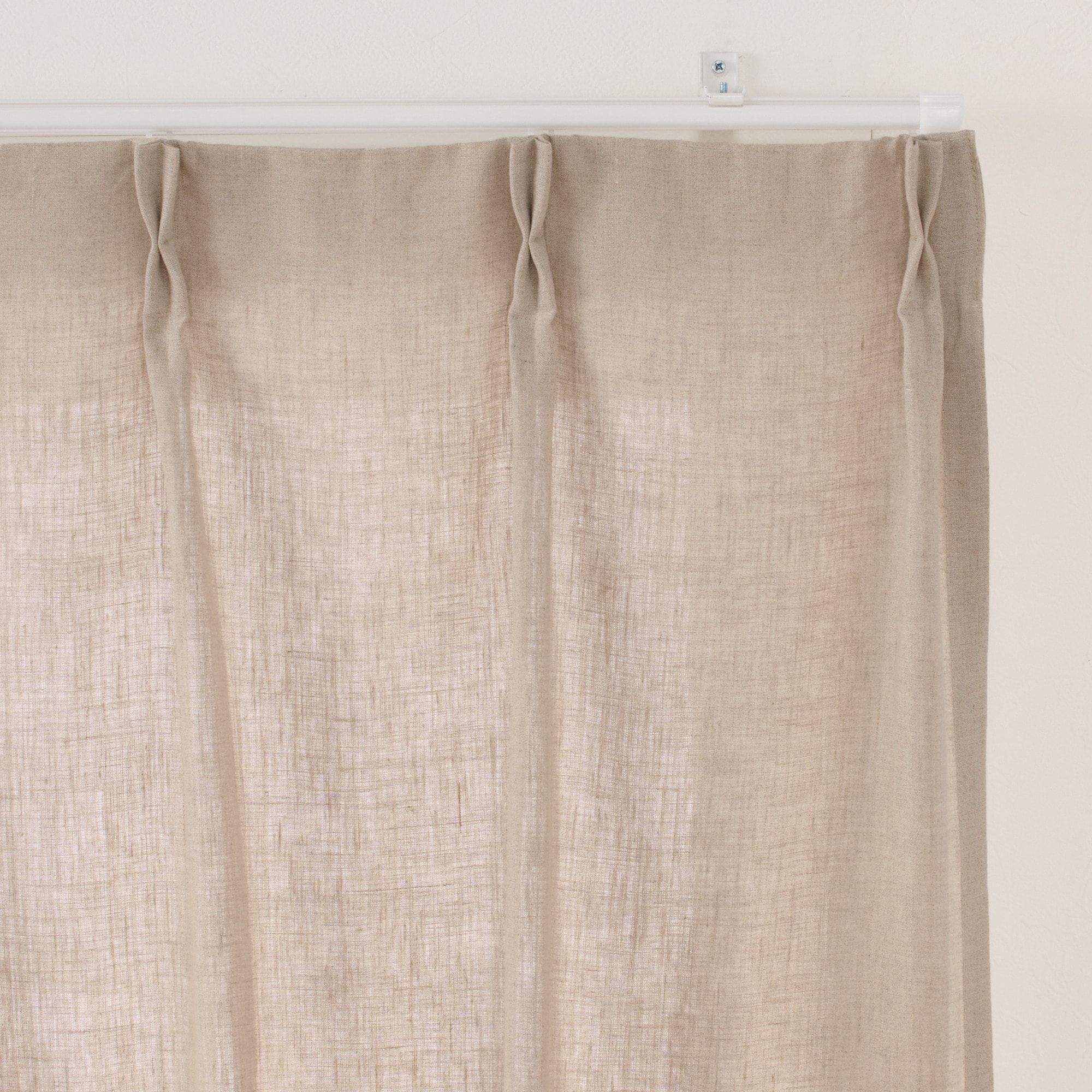 麻平織　プリーツカーテン・２枚組