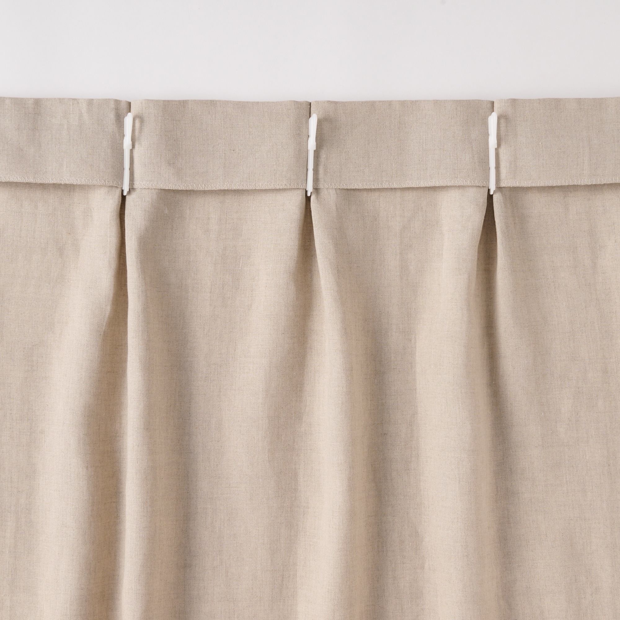 麻平織　プリーツカーテン・２枚組