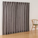 麻平織　プリーツカーテン・２枚組