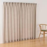 麻平織　プリーツカーテン・２枚組