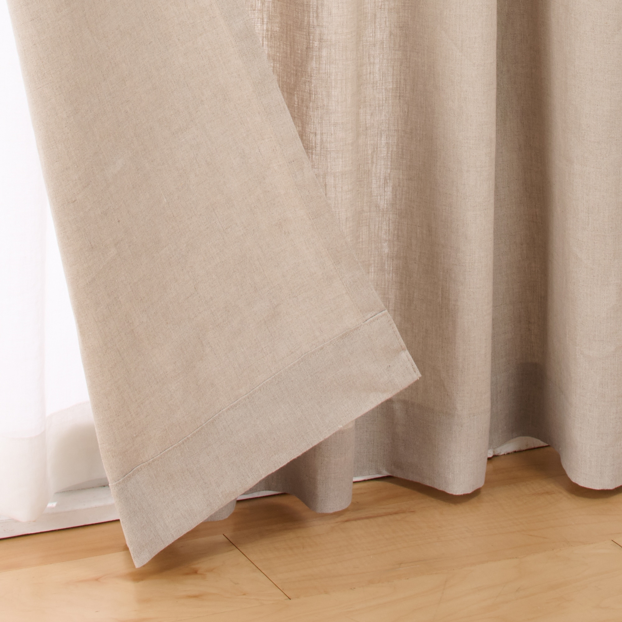 麻平織　プリーツカーテン・２枚組