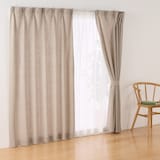 麻平織　プリーツカーテン・２枚組