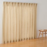 麻平織　プリーツカーテン・２枚組