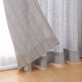 麻平織　プリーツカーテン・２枚組