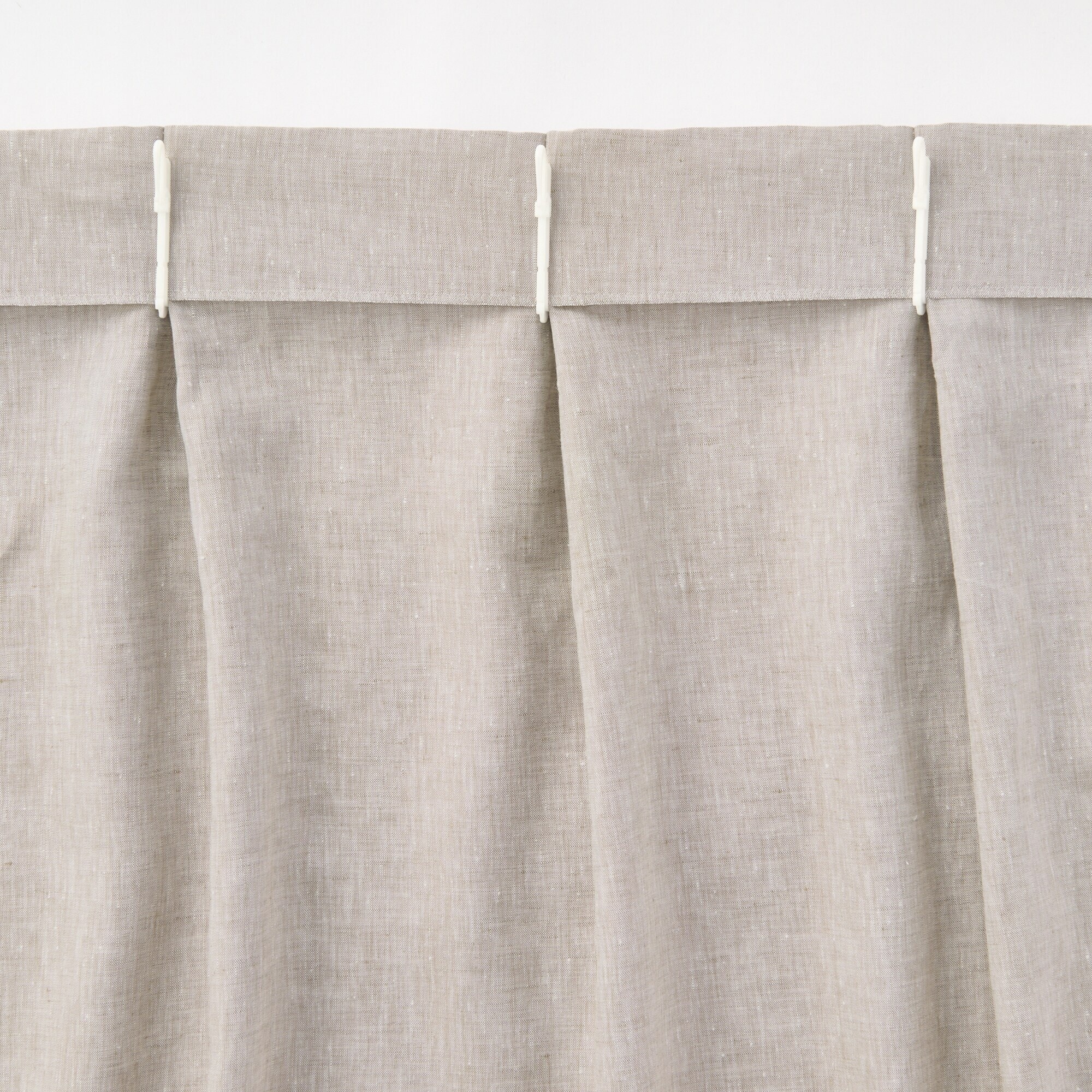 麻平織　プリーツカーテン・２枚組