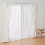 綿空き羽　レースプリーツカーテン・２枚組