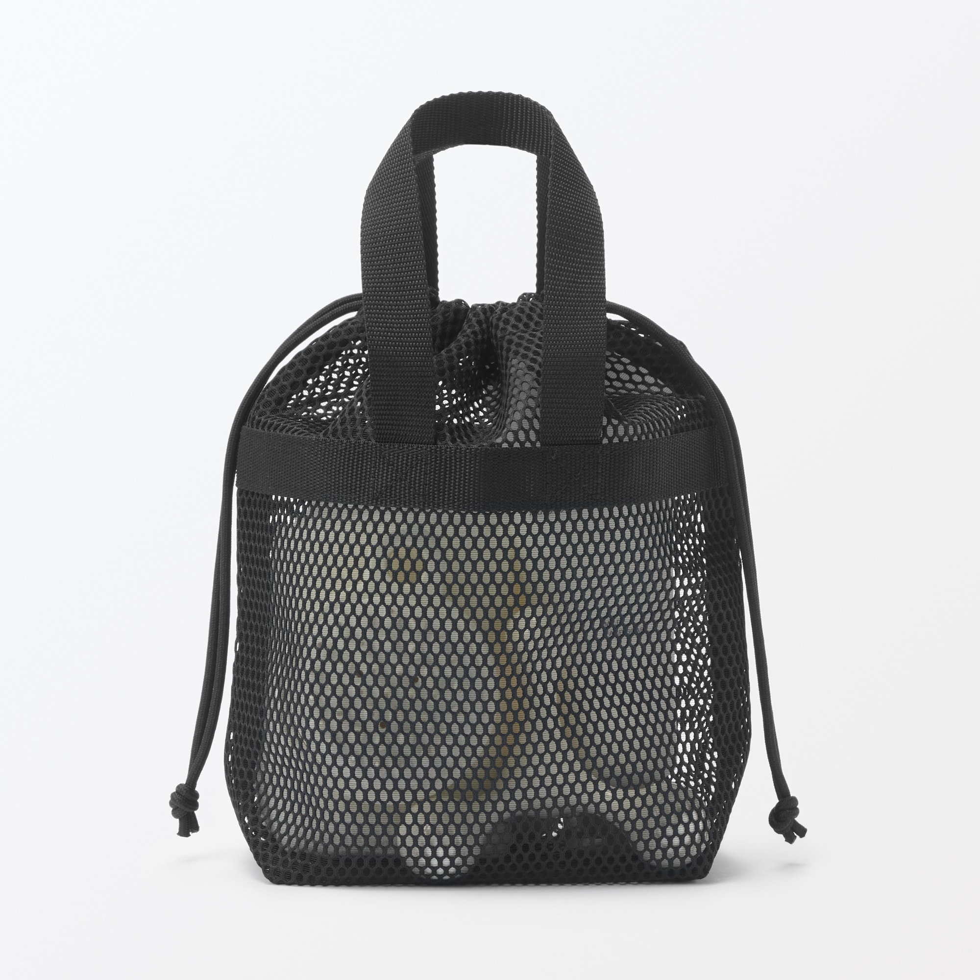 立体メッシュ持ち手付き巾着