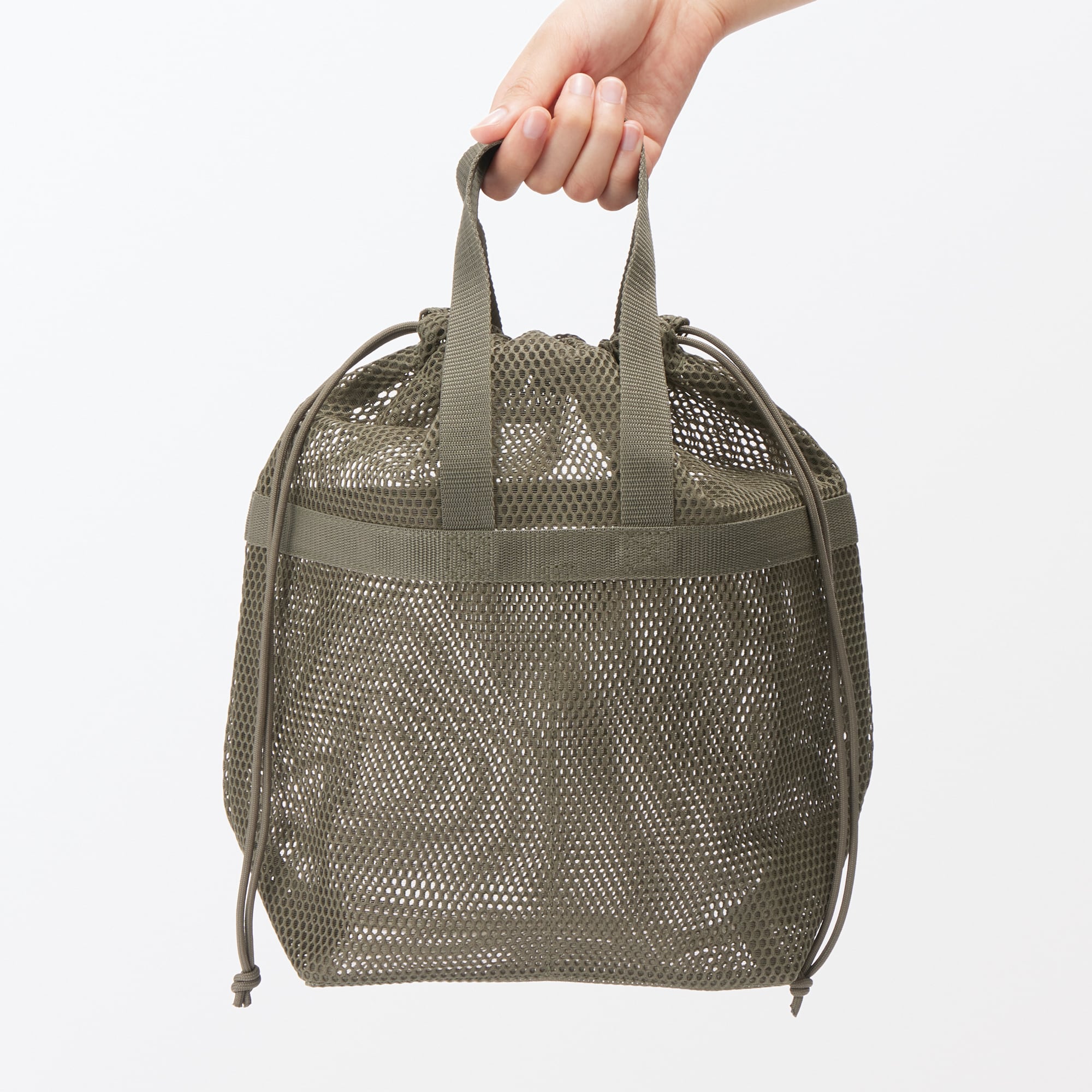 立体メッシュ持ち手付き巾着