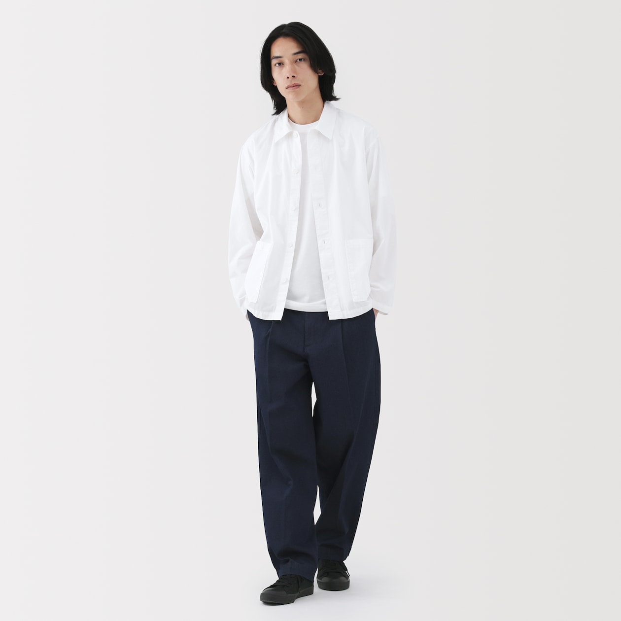 紳士　インディゴタックワイドパンツ