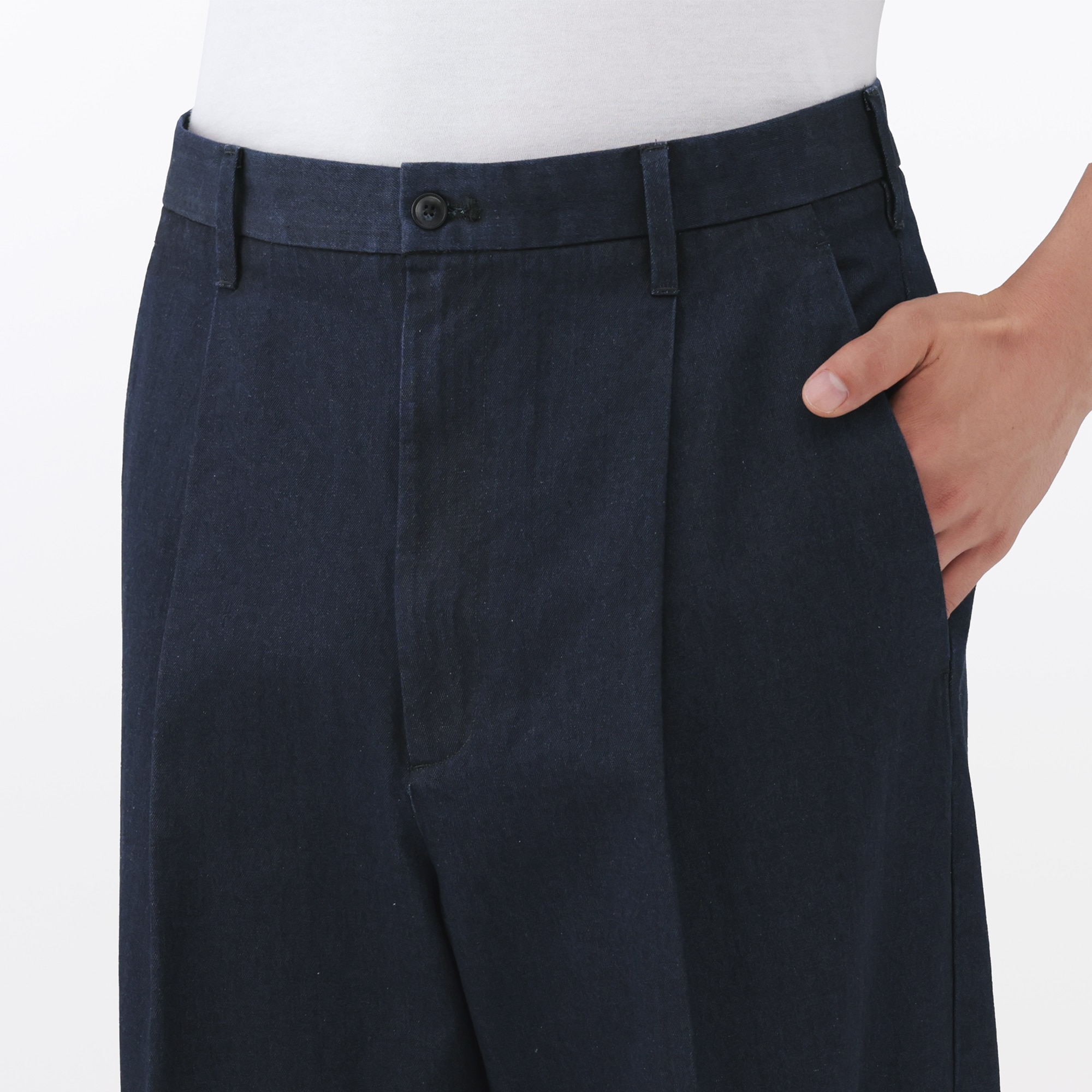 紳士　インディゴタックワイドパンツ