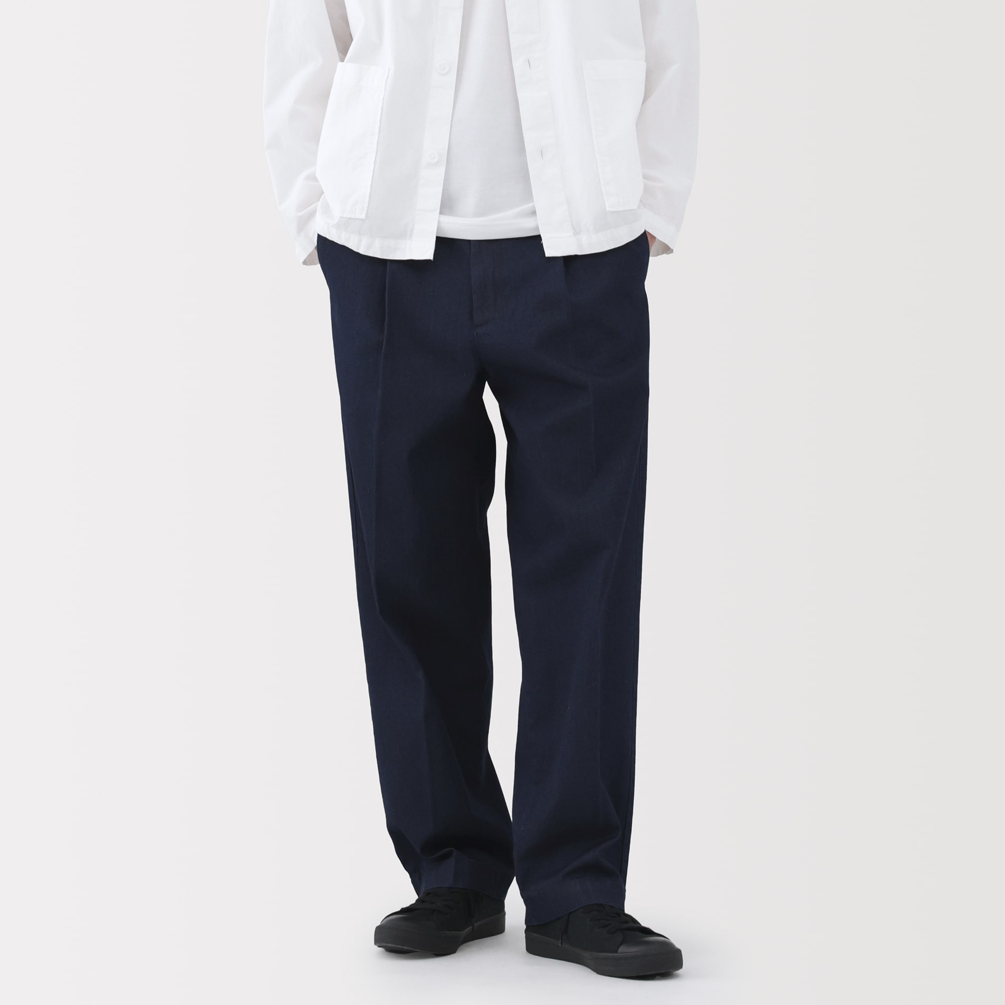 紳士　インディゴタックワイドパンツ