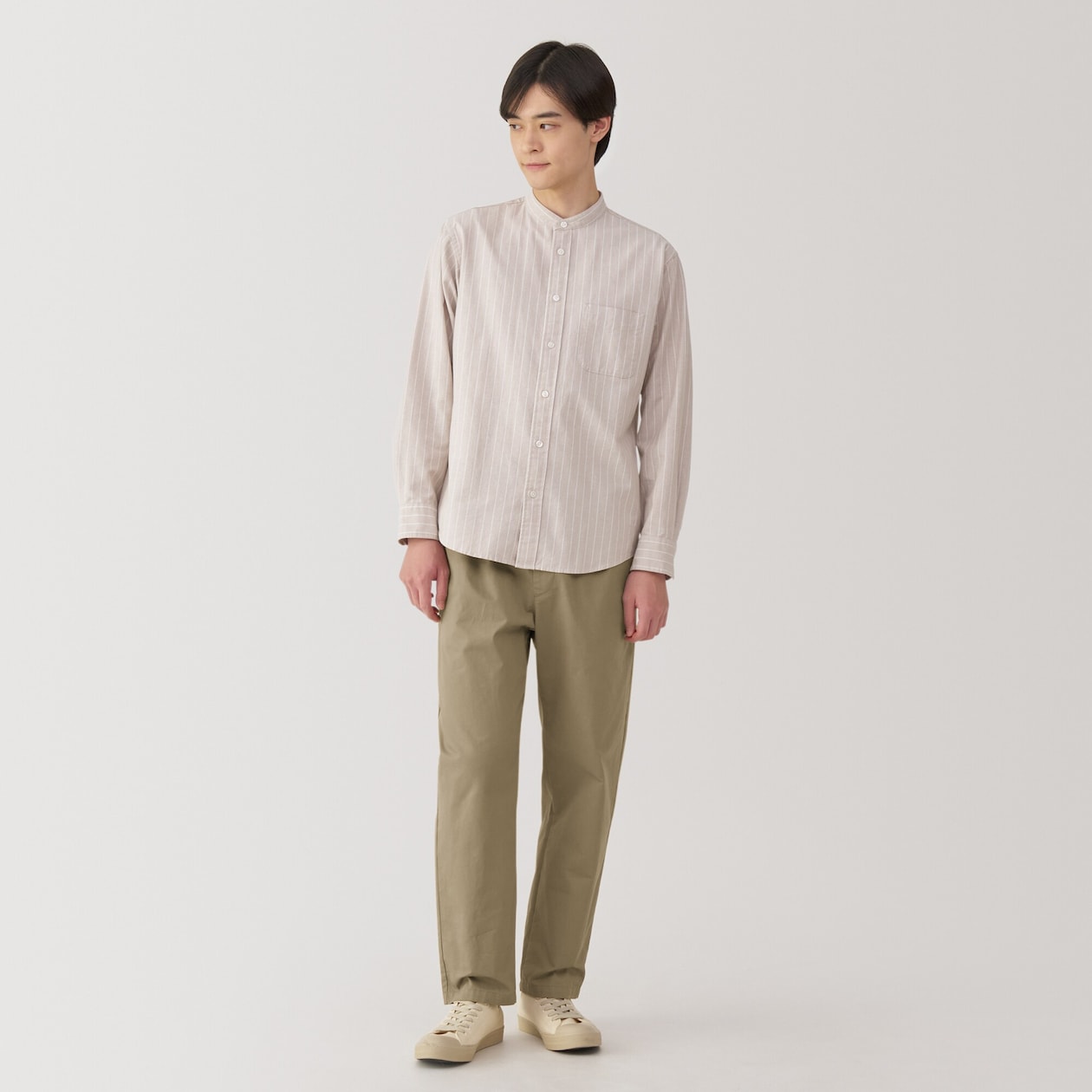 紳士　洗いざらしコットンイージーパンツ