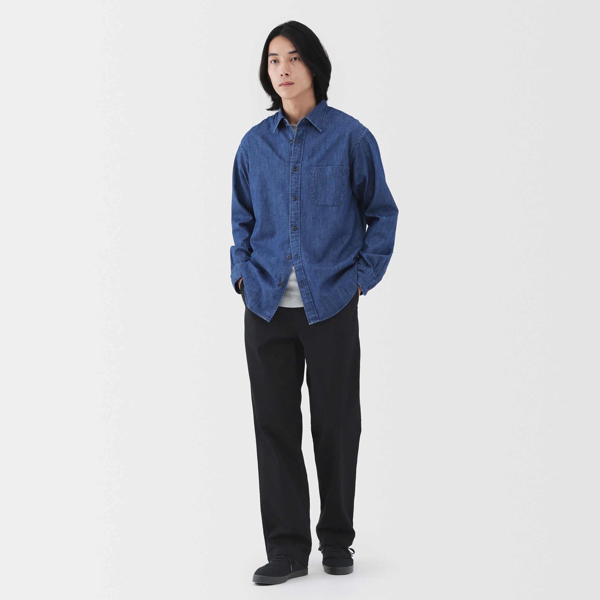 紳士　洗いざらしチノワイドパンツ