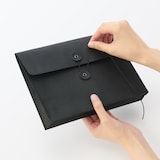 ジーンズラベル　書類ケース　玉ひも付き