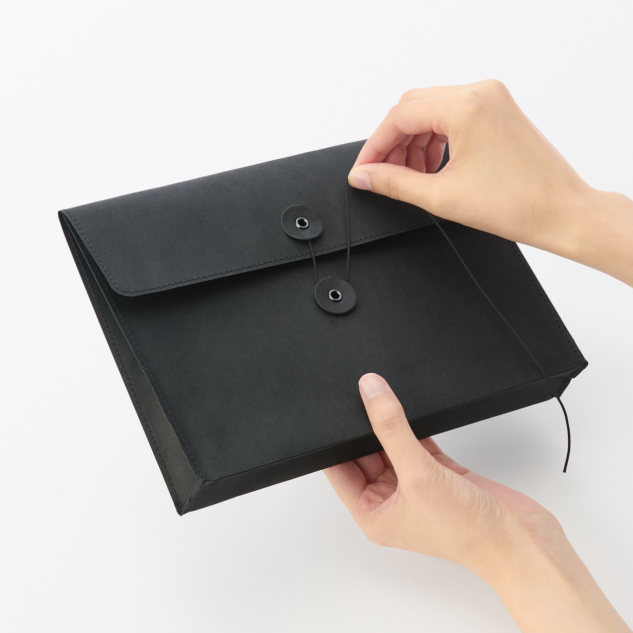 ジーンズラベル　書類ケース　玉ひも付き