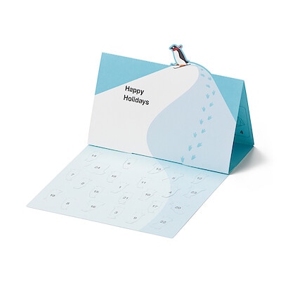 【１１月上旬発売予定】めくって楽しむ　カウントダウンカード　ペンギン柄　約１５０×１１０ｍｍ　封筒付