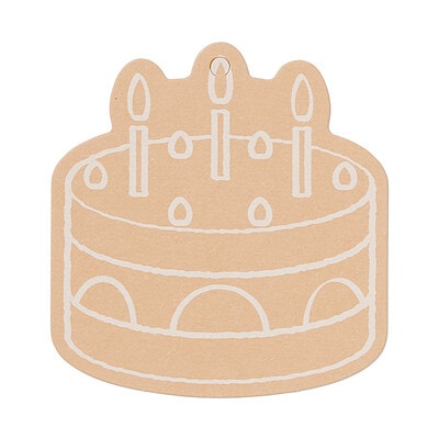 ノートの表紙でできたメッセージカード　ケーキ柄　約７０×７４ｍｍ　３枚