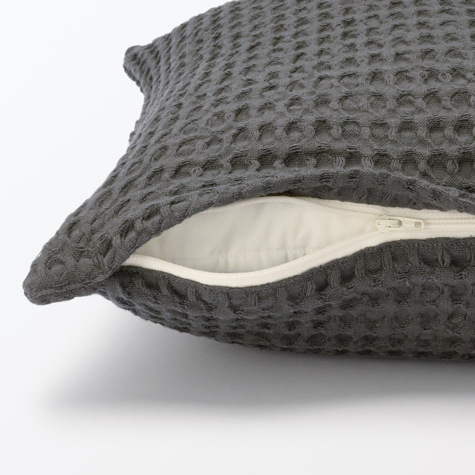 インド綿洗いざらしワッフル織クッションカバー