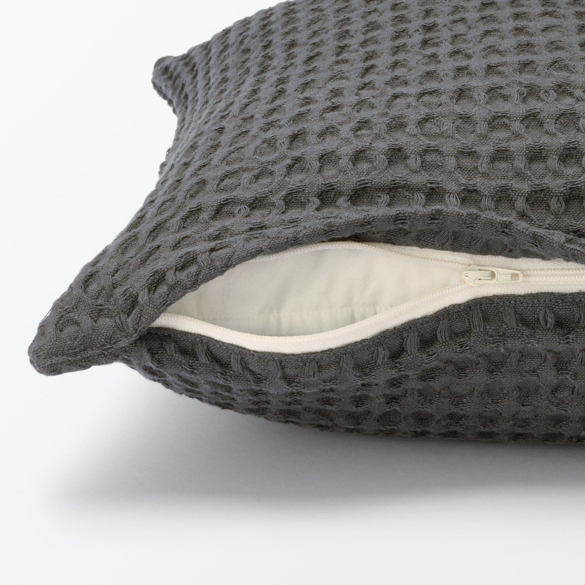 インド綿洗いざらしワッフル織クッションカバー