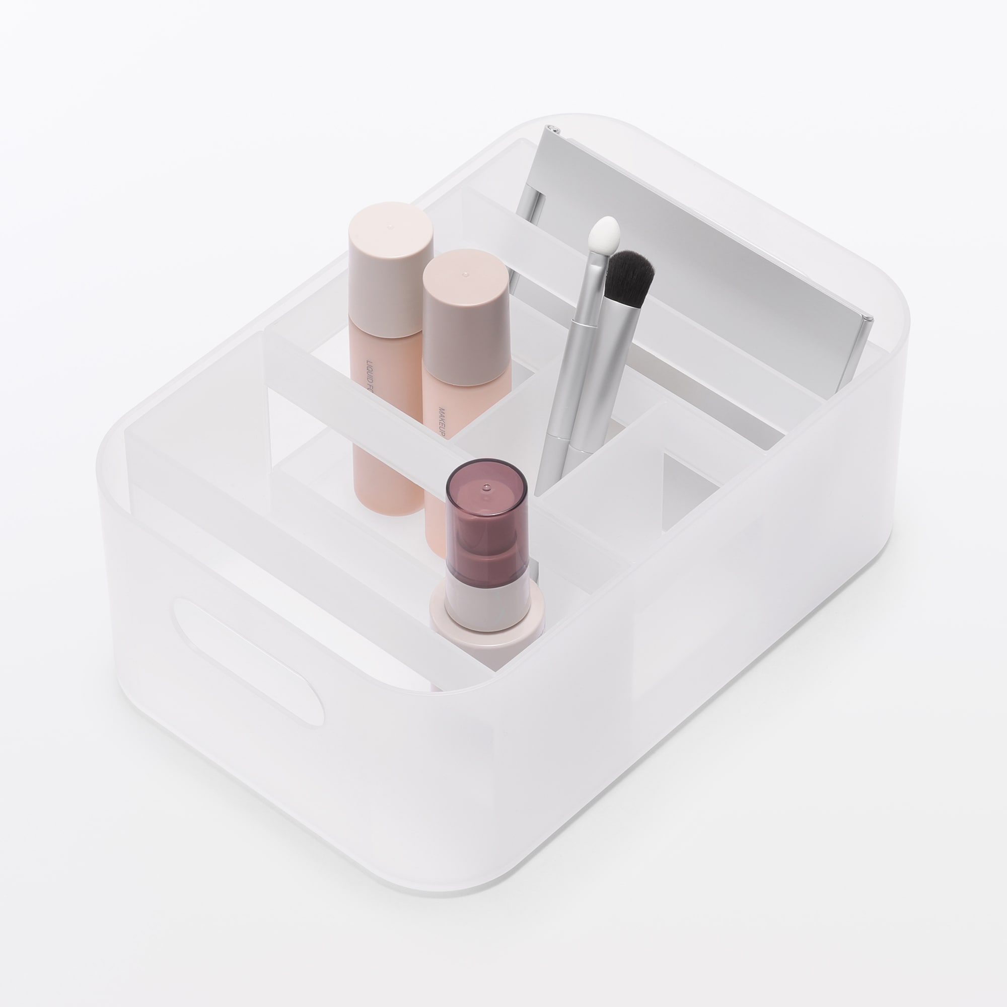 再生ポリプロピレン入りメイクボックス用ボトルスタンド