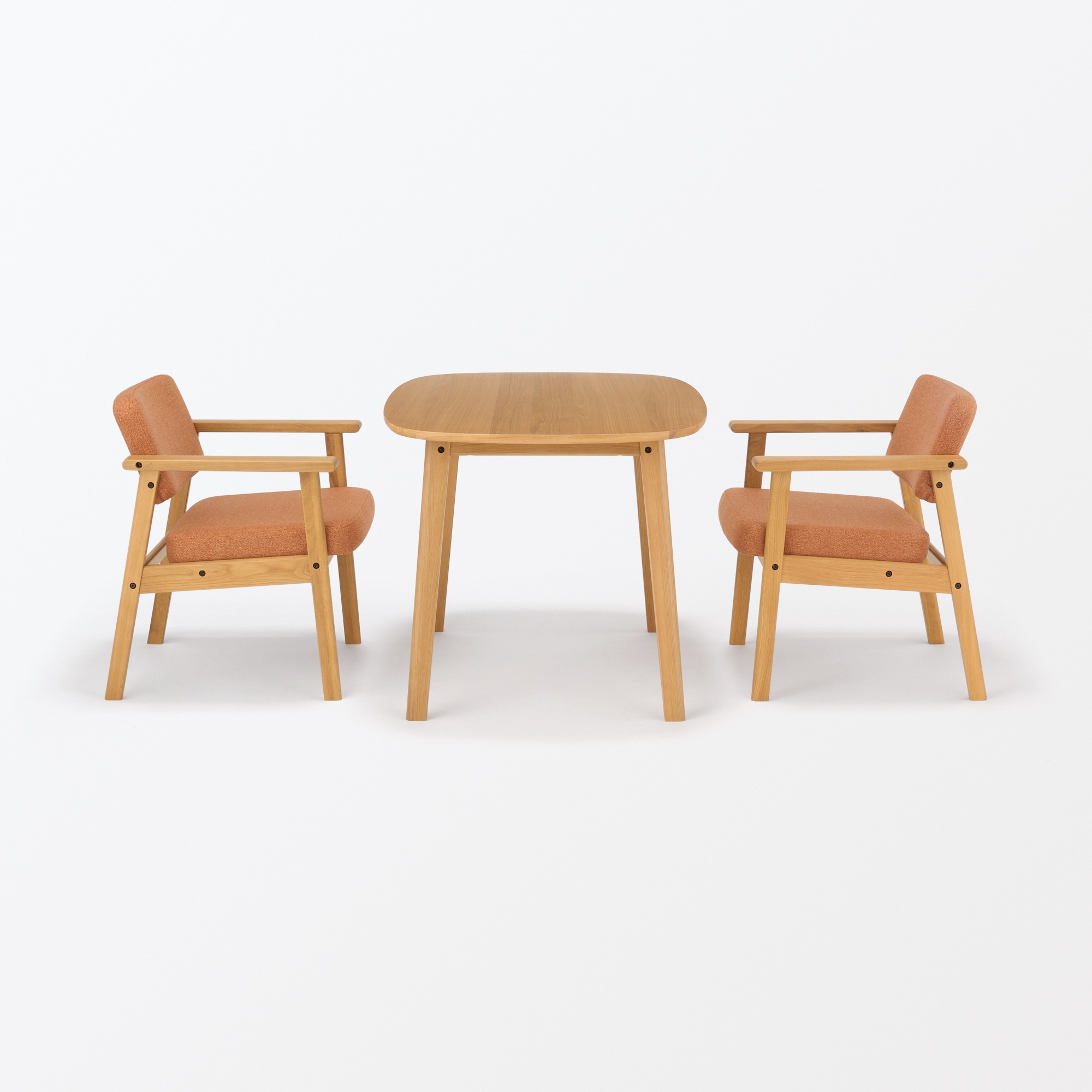 無印 MUJI 木製 アームチェア ダイニングチェア イス 木製アームチェア オレンジ | 無印良品