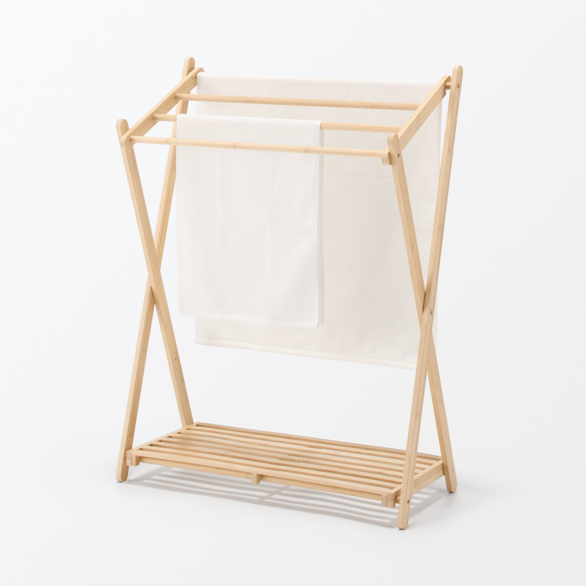 竹材　折りたためるタオルハンガー