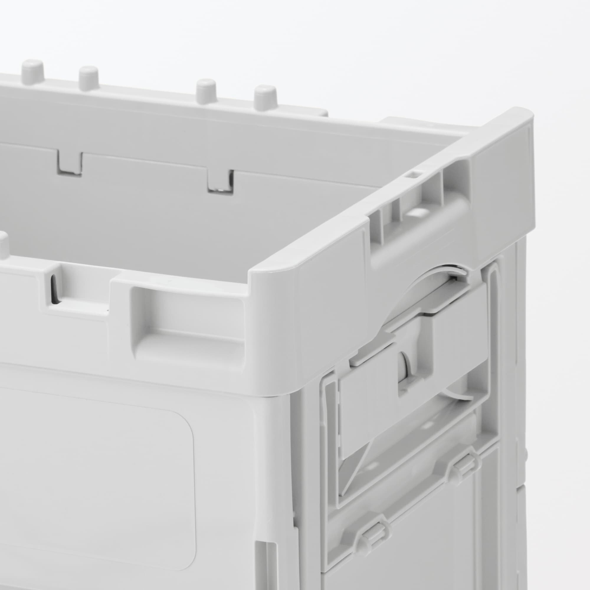 再生ポリプロピレン入り　折りたたみコンテナ　窓付　２０Ｌ　ホワイトグレー