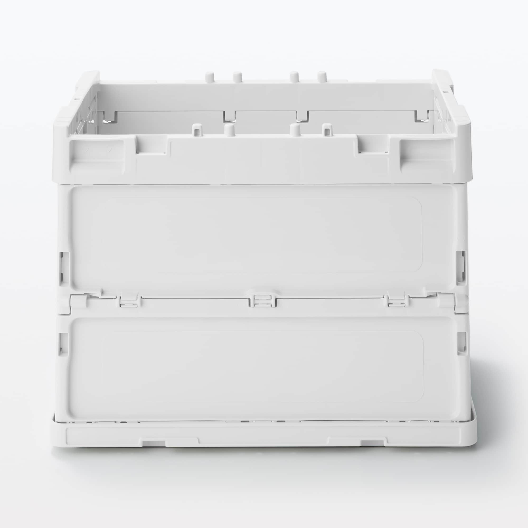 再生ポリプロピレン入り　折りたたみコンテナ　窓付　２０Ｌ　ホワイトグレー