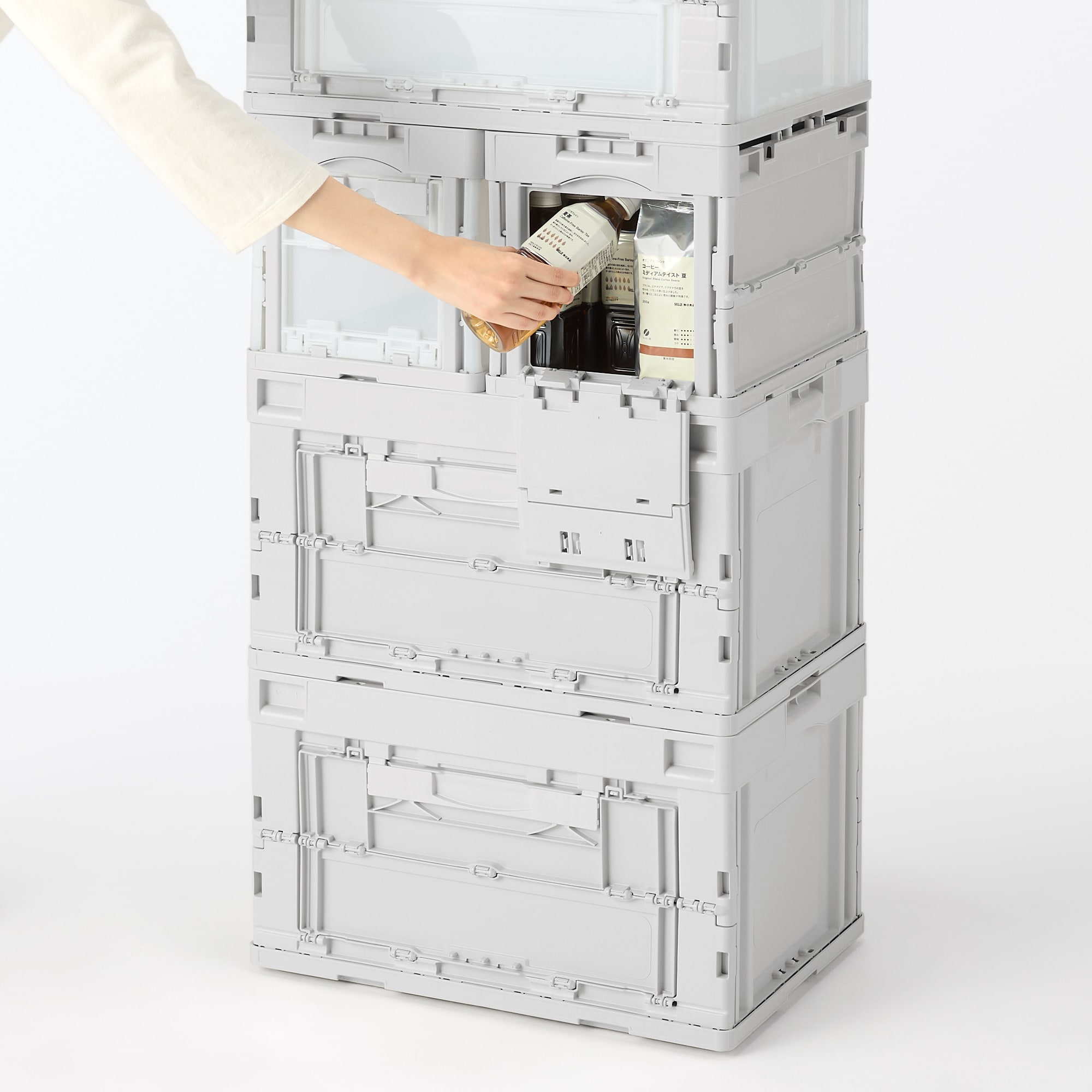 再生ポリプロピレン入り 折りたたみコンテナ 窓付 20L ホワイト