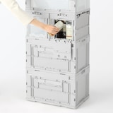 再生ポリプロピレン入り　折りたたみコンテナ　窓付　２０Ｌ　ホワイトグレー