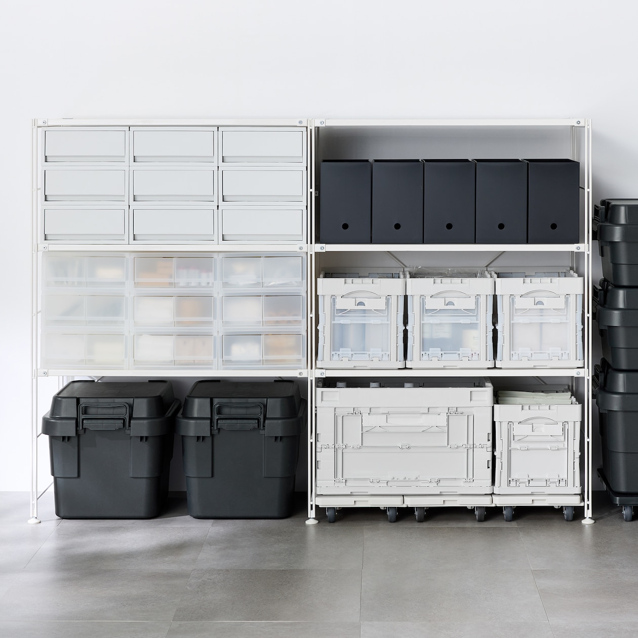 再生ポリプロピレン入り　折りたたみコンテナ　窓付　２０Ｌ　ホワイトグレー