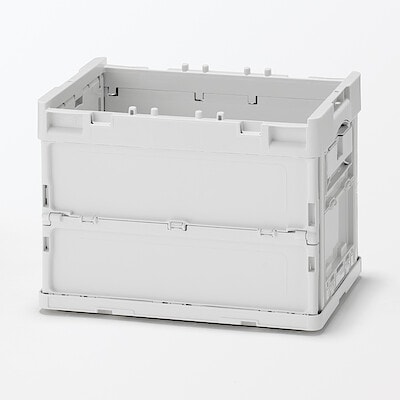 【１２月上旬発売予定】再生ポリプロピレン入り　折りたたみコンテナ　窓付　２０Ｌ　ホワイトグレー