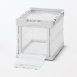 再生ポリプロピレン入り　折りたたみコンテナ　窓付　２０Ｌ　半透明／ホワイトグレー