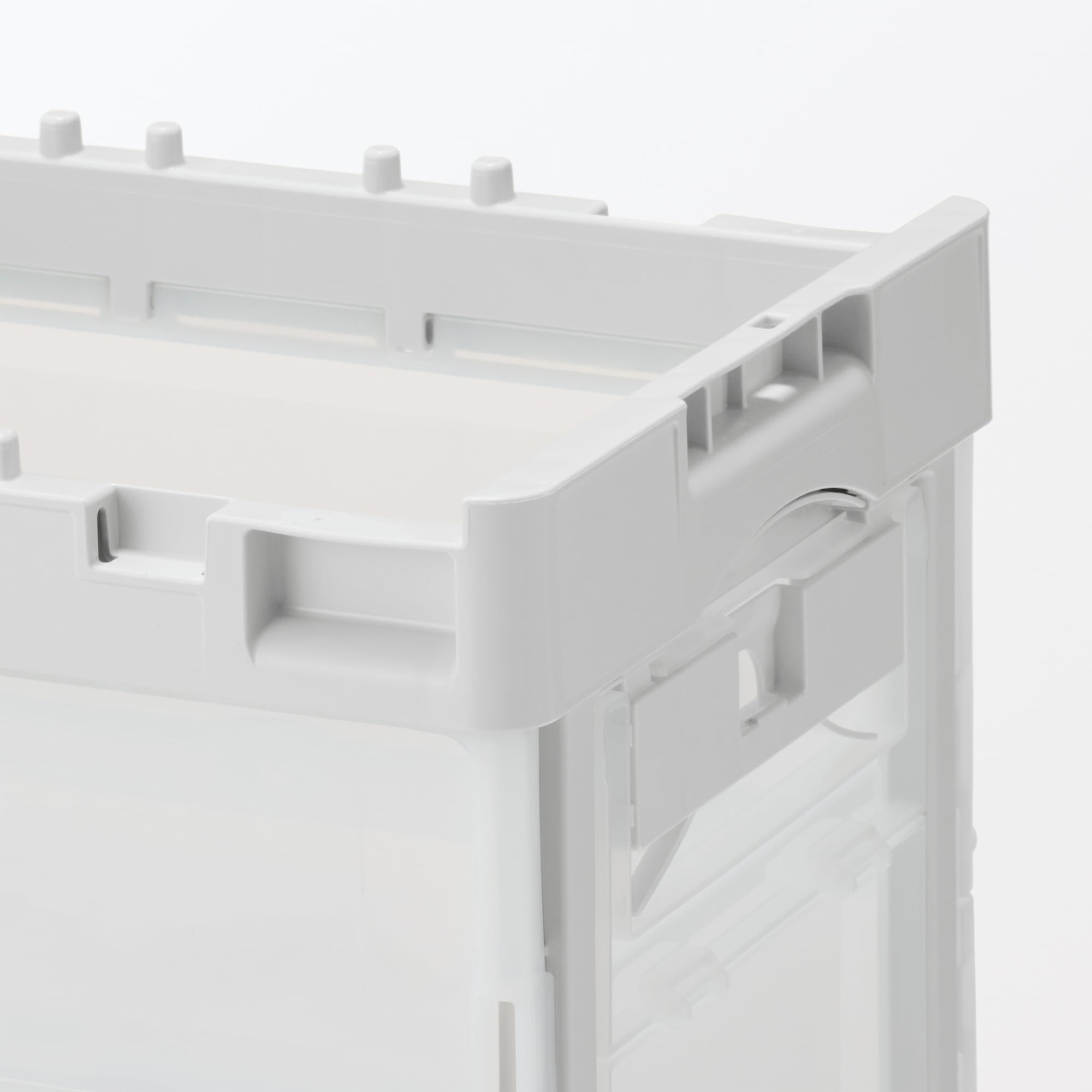 再生ポリプロピレン入り　折りたたみコンテナ　窓付　２０Ｌ　半透明／ホワイトグレー